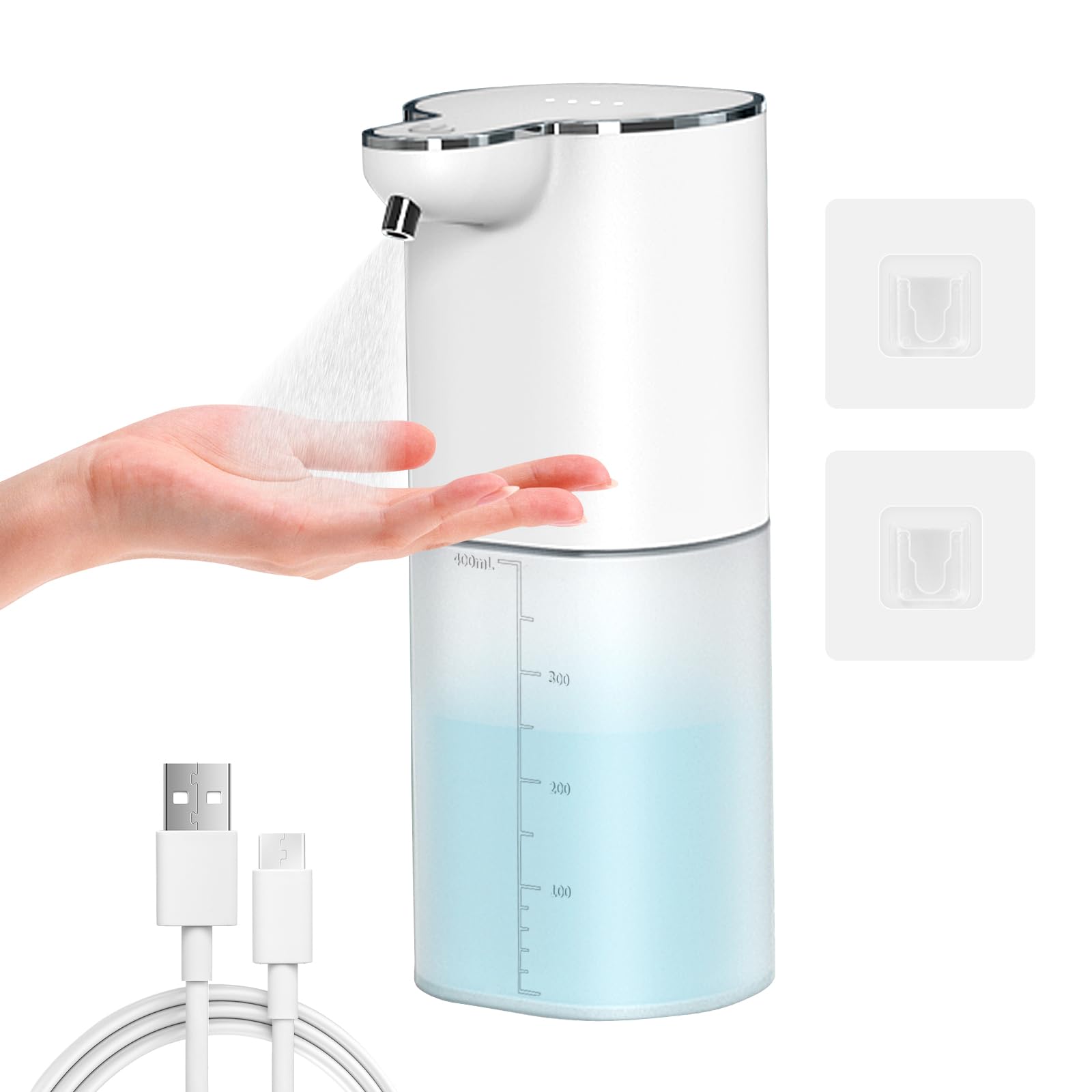 Automatischer Desinfektionsspender, Gcstnn 400ml Elektrischer Alkoholsprühgerät mit Sensor Infrarot Wandbefestigung USB Aufladung mit 4 einstellbare Stufen,IPX5 Wasserdicht Für Schule,Hotel