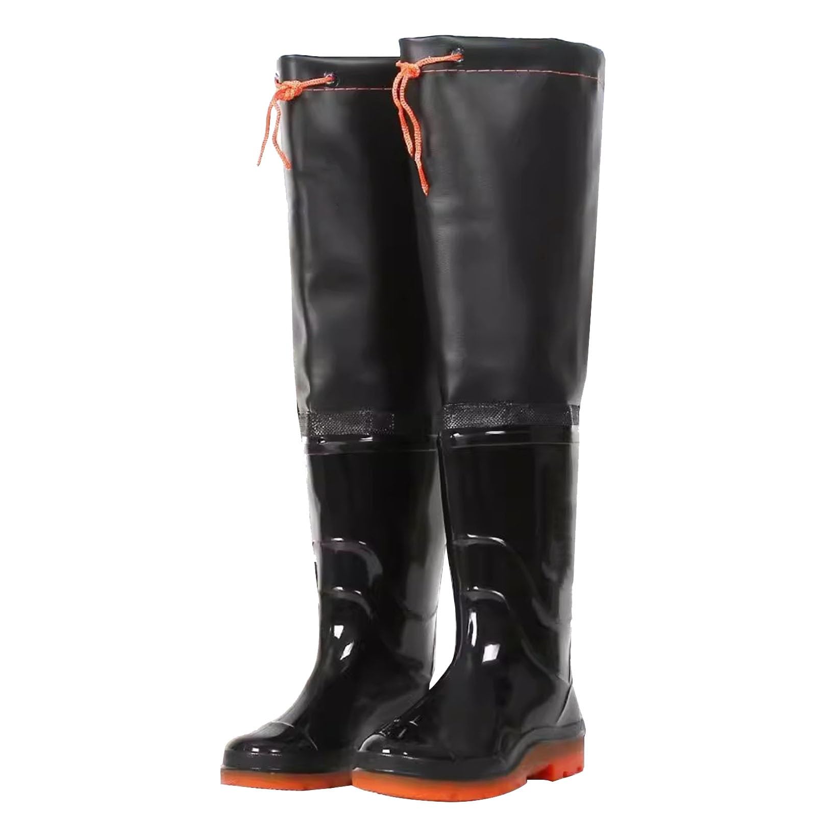 Wodery PVC do połowy uda, Unisex Bootfoot Hip Waders Black UK 4.5-9.5