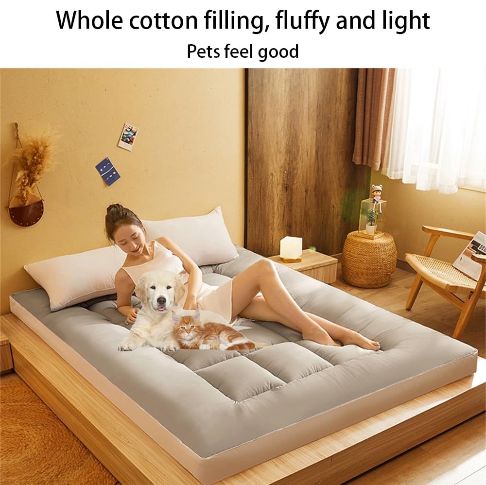 Bodenmatratze Japanische Extra Dicke Futon-Bodenmatratze Futonmatratze Faltbares Bodenbett Campingmatratze Futonmatte Traditionelle Schlafmatte Extra Dicke, Gemütliche und Warme Matratze(Gray,90x200cm
