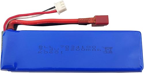 Miniatura 3 de Batería de litio de 2 piezas de 7.4 V 2200 mAh con cargador 2 en 1 para WLtoys K949 10428 10428-A L202 RC control remoto de alta velocidad con