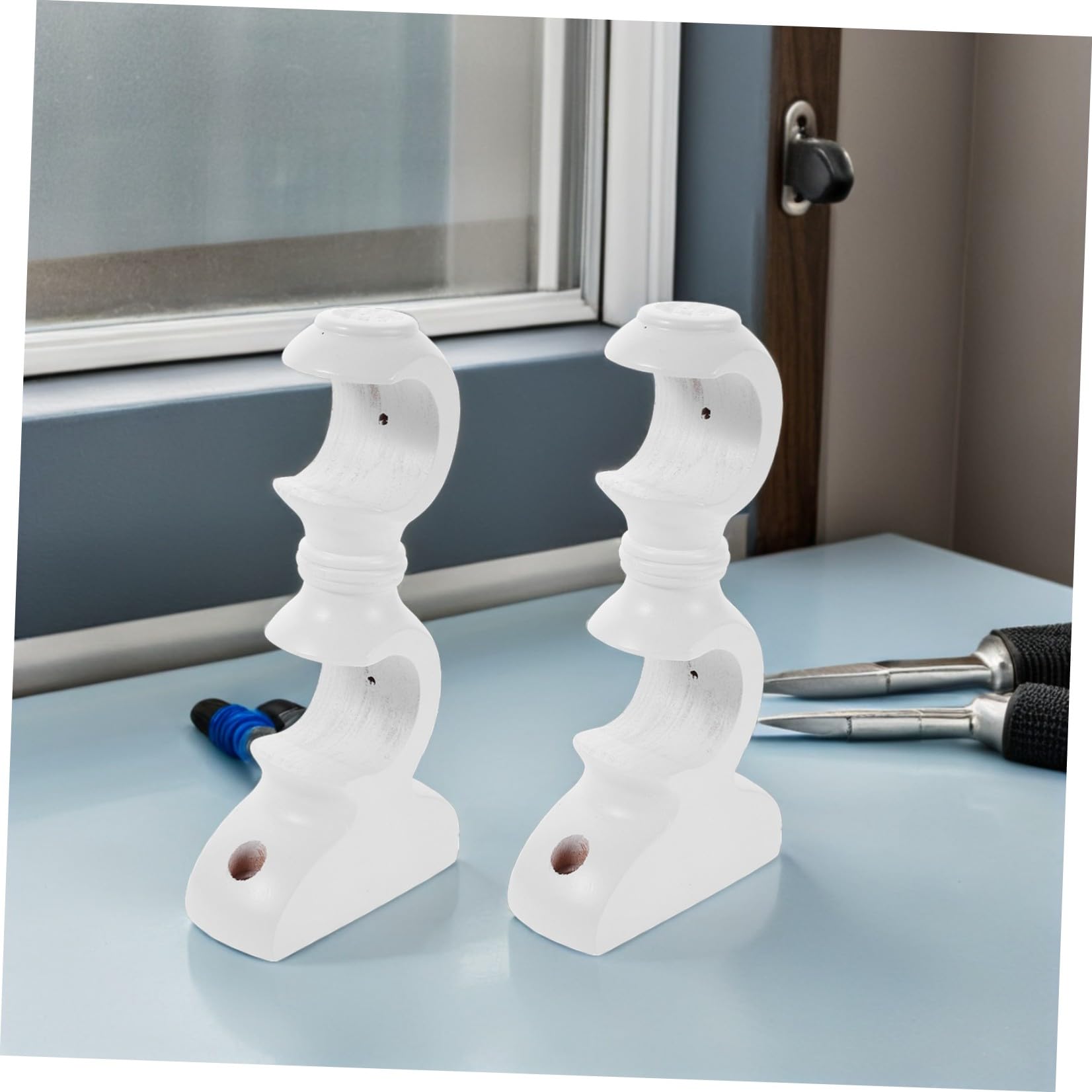 SHINEOFI 4 Pezzi Supporto Doppio Accessorio Resistente per Bastone Base Robusta in Legno per Montaggio Finestra per Tende in Legno
