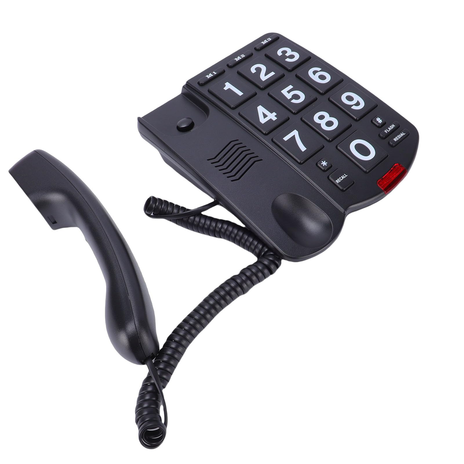 Naroote Telefono con Tasti Grandi, Telefono Fisso con Filo, Suoneria Forte da 110 DB con LED Lampeggiante, 3 Chiamate Rapide a un Tocco e Funzione di Ricomposizione, Ideale per Anziani e Persone con