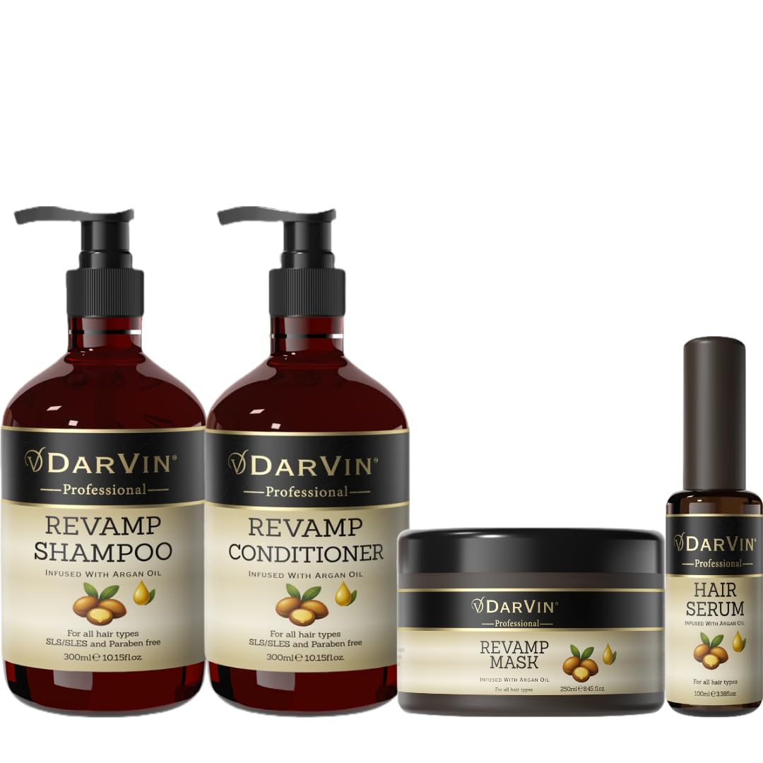Shampoo 300ml + Conditioner 300ml + Hair Mask 250ml + Serum 100ml | Argan Oil Infused | Sulfate & Paraben Free Hair Care Set-image-18
