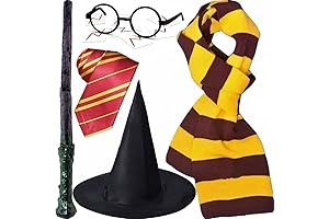 15Pcs Tie Costume Striped Scarf Necktie Wand Wizard Glasses Hat Lightning Bolt...