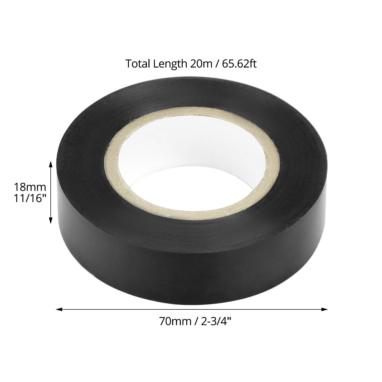 QWORK® 6 Pack Black Electrical Tape 18mm x 20m, PVC Self-Adhesion, Heat and Waterproof Insulation Tape for Electrical Wires DIY - Image 4