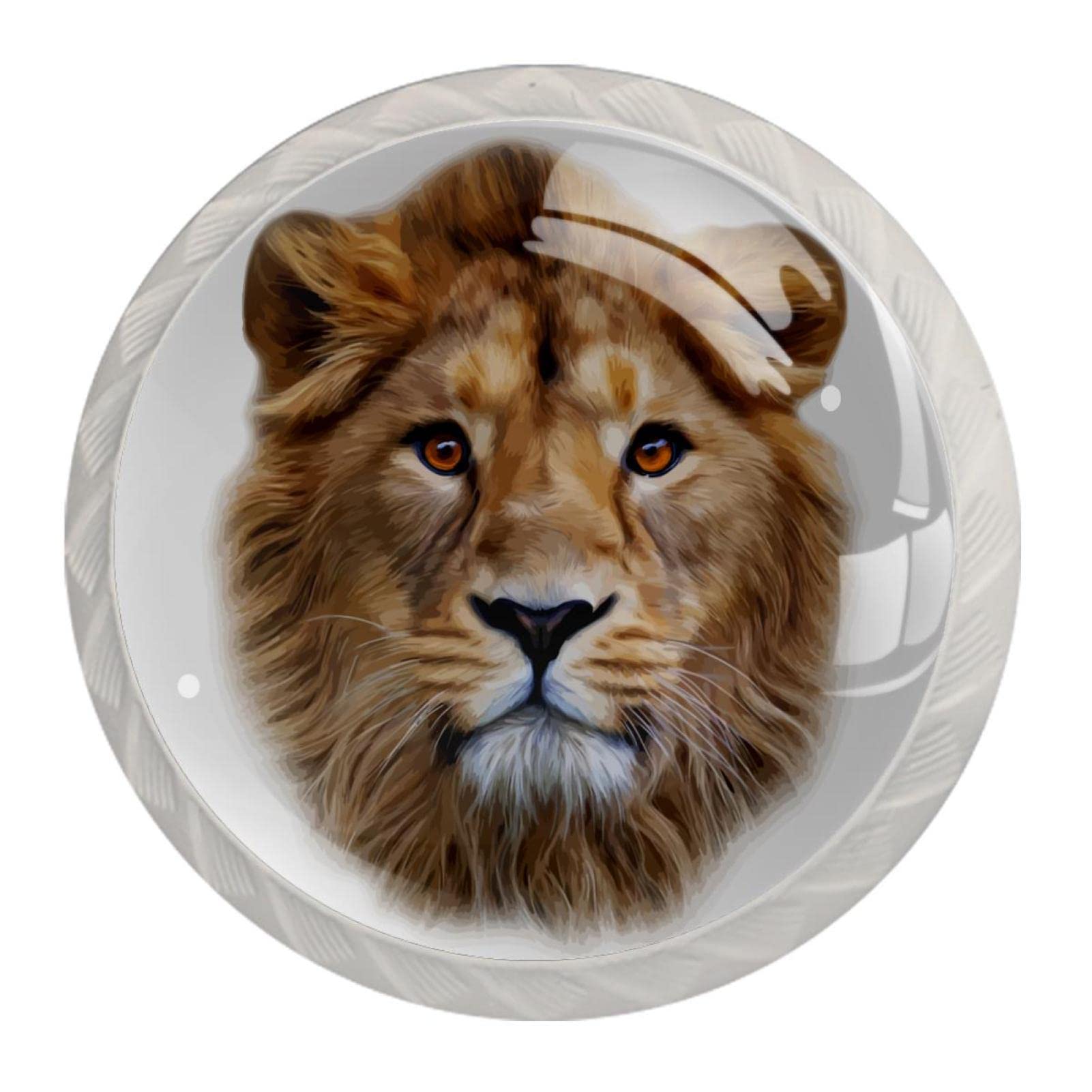 Boutons de porte de tiroir lion dessinés à la main 3.5x2.8 cm pour armoire de cuisine lot de 4