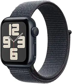 Apple Watch SE GPS • Caixa meia-noite de alumínio – 40 mm • Pulseira loop esportiva tinto