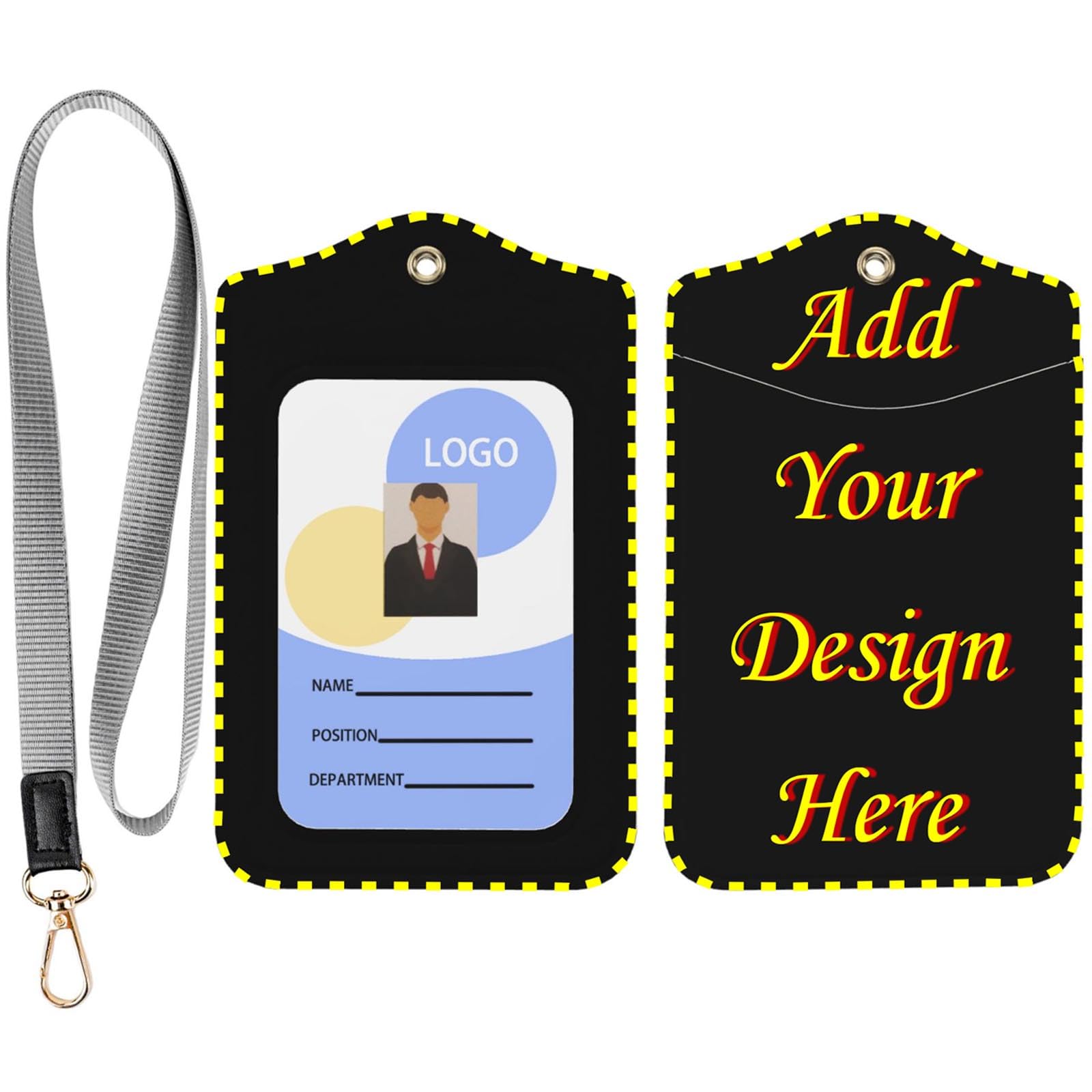 1-400 Pcs Custom Lanyard Badge Holder Personalized Leather ID Card Holders Customize Tags Holder Gift for Office Worker Doctor Nurse