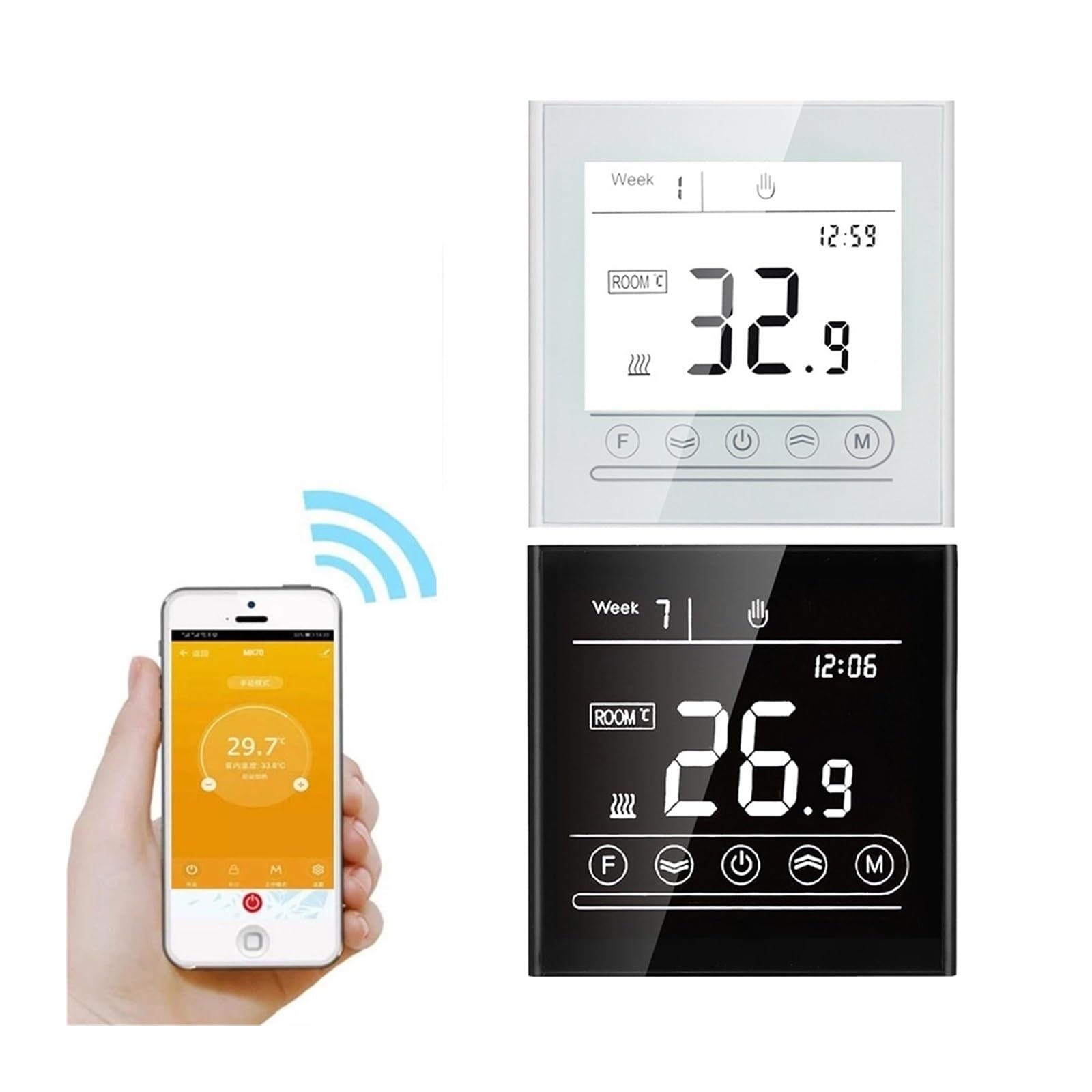 Inteligentny termostat, 95~240 V Inteligentny Inteligentny Termostat, Pokój Elektryczny Wodny Kocioł Gazowy Regulator Temperatury Ogrzewania Podłogowego(3A Gas Boiler WIFI)