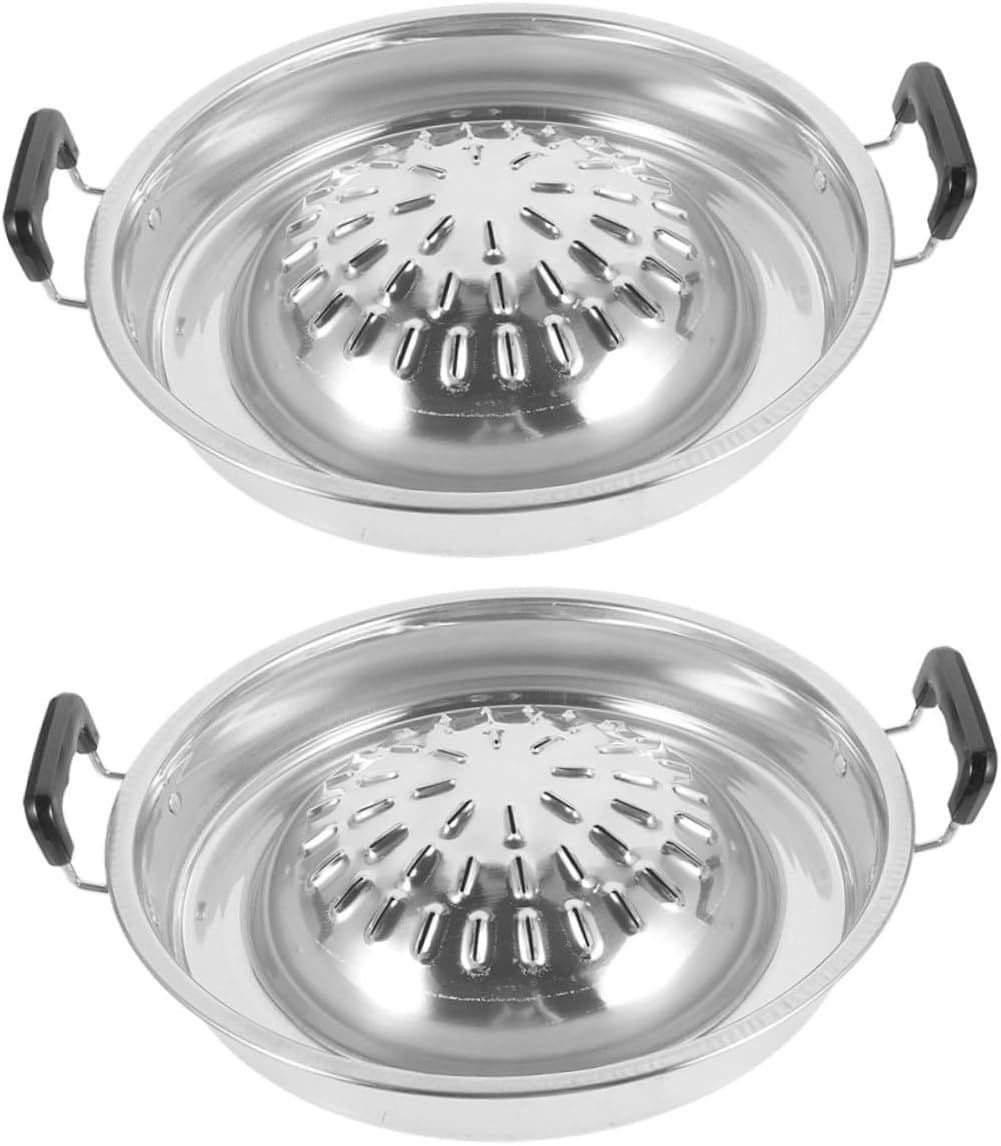 VICASKY 2pcs Aluminum Grill Pan for Outdoor Grill Korean Barbecue Tray Grilled Pan for Camping Household Bbq Versatile Cooking