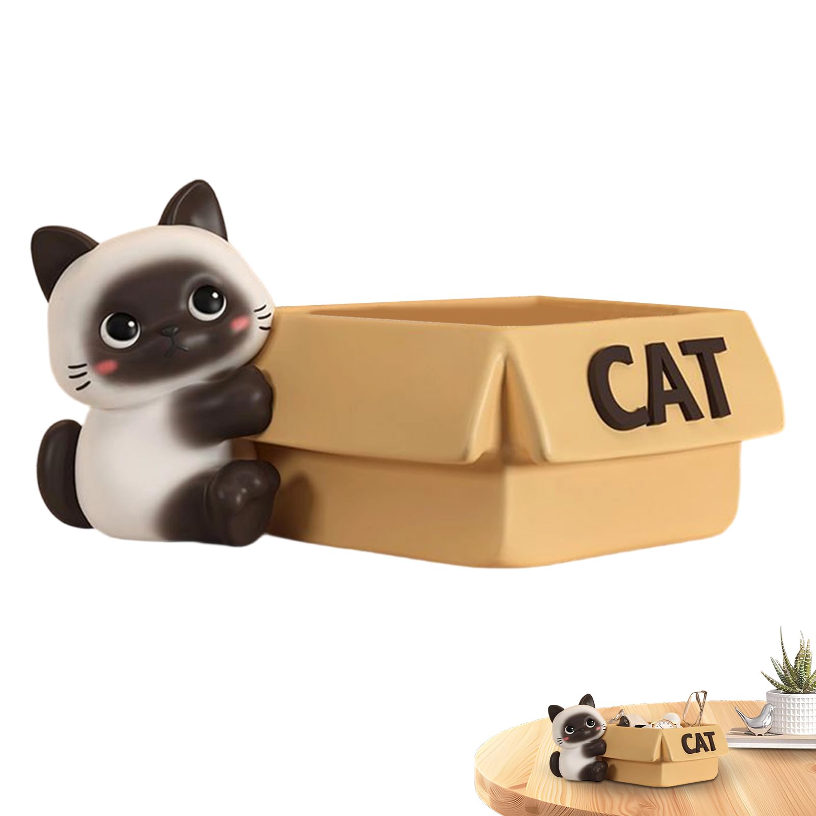 Genérico Cuenco para Llaves en Mesa de y Recibidor | De Gato Con Bandeja Para Guardar | Cuenco De Resina Para Llaves - Para dulces y objetos decorativos en recibidor salón comedor o dormitorio