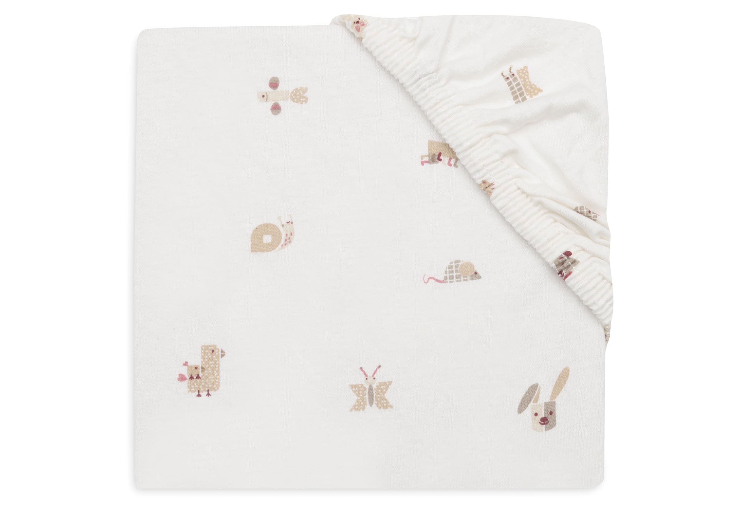 Jollein Fitted Sheet Jersey – For the Baby Bed – Animal Friends – 60x120cm – Cotton Crib Sheet – Baby Bed Sheet – OEKO‑TEX Certifie