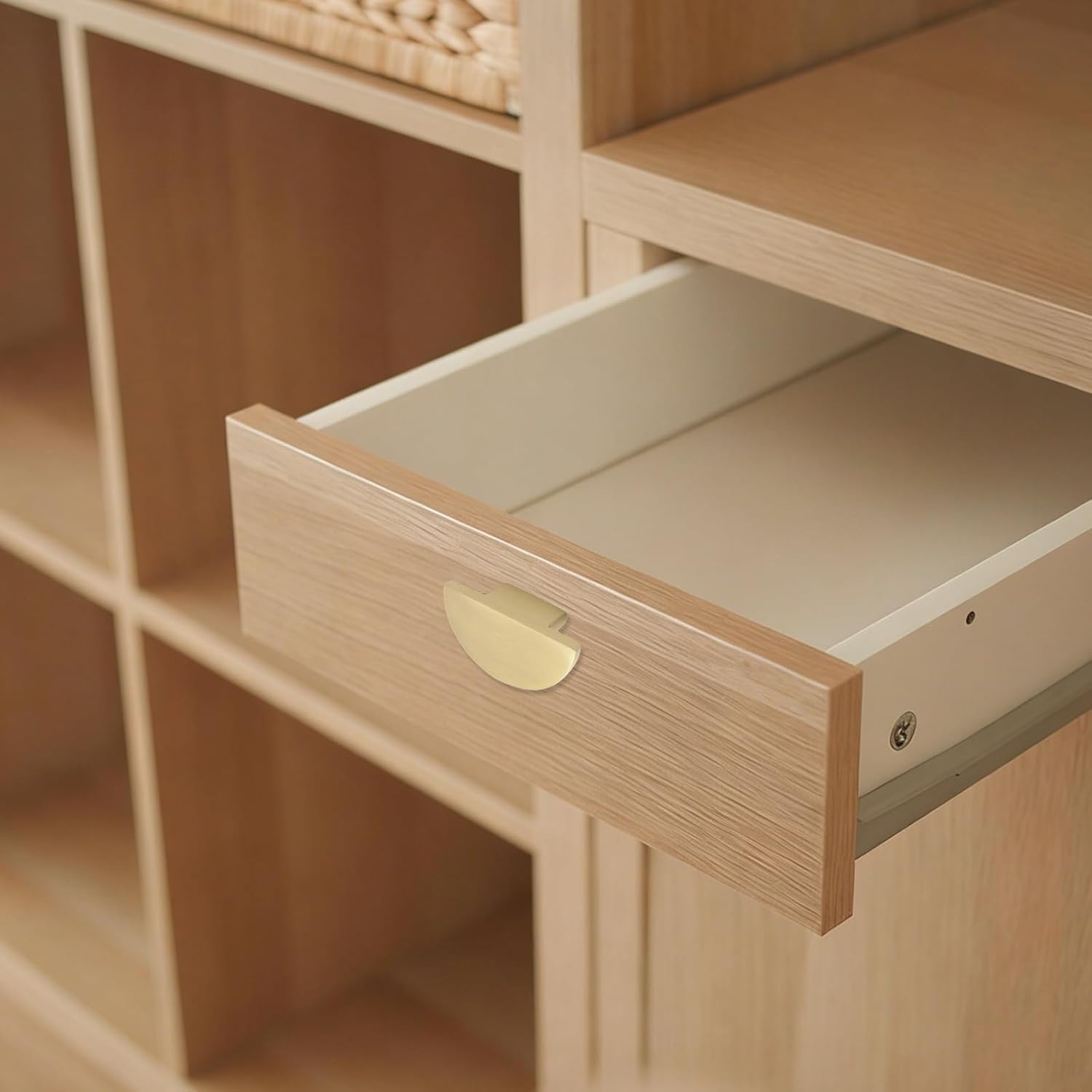 Solid Brass Drawer Pulls, 12PCS Half Moon Drawer Pulls Semicircle Furniture Gold Cabinet Handles Modern Copper Hardware Knobs Decorative Door Knobs