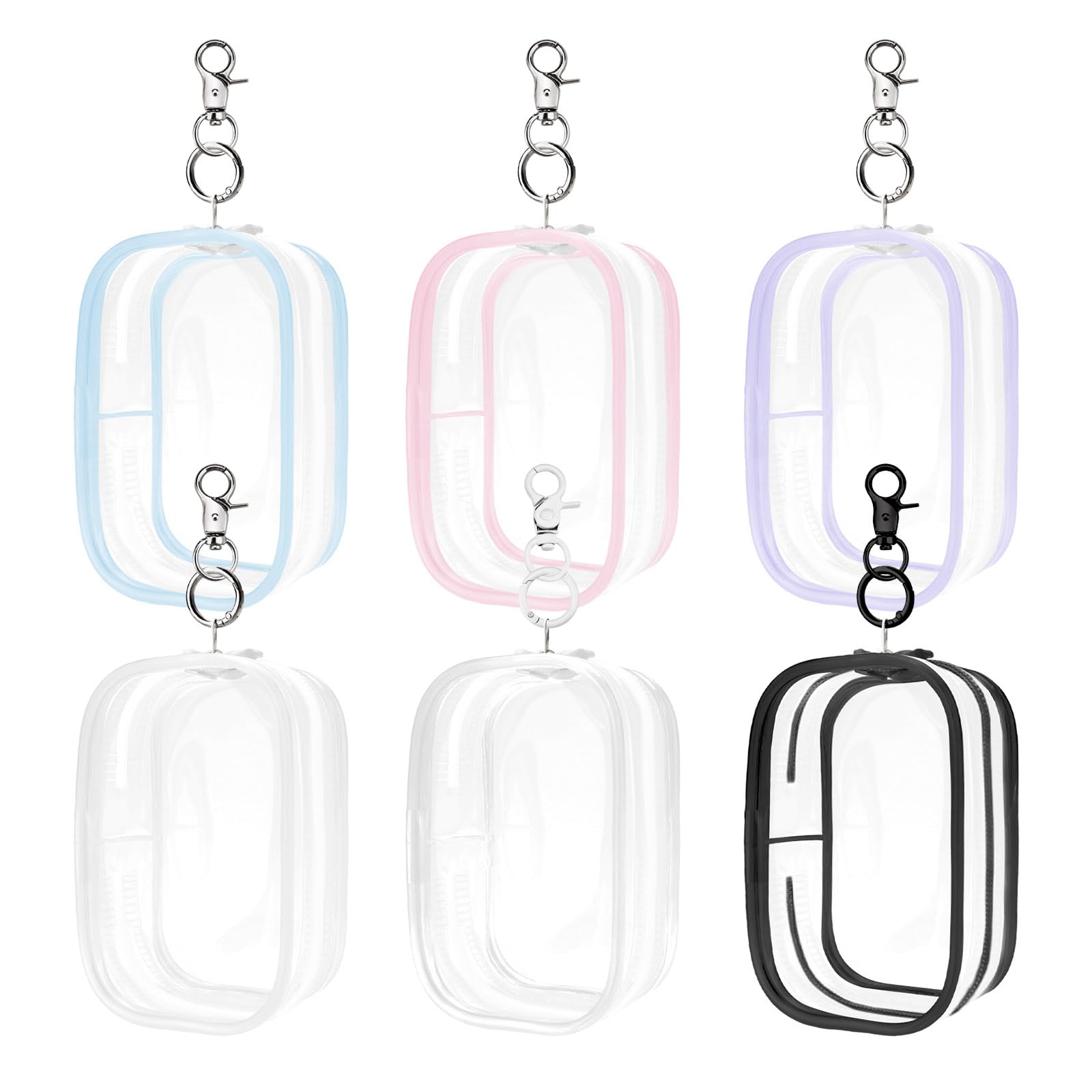 NEETUE 6 Pcs Clear Figure Display Bag with Keychain, Zipper Clear Display Case, Mini Doll Pouch for Figures Collectibles