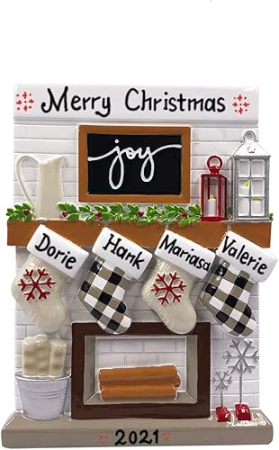 Miniatura 8 de Adorno personalizado para árbol de Navidad familiar de 3 chimeneas 2023  Decoración de manto de calcetín de invierno, regalo de amigo, primo