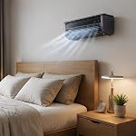 Portable Wall Mounted Air Conditioner, Mini Split Air Conditioner (White) | Rechargeable Mini Split AC with Remote Control & Mist Spray, 3-Speed Quiet Cooling Fan for Bedroom, Office and Small Spaces