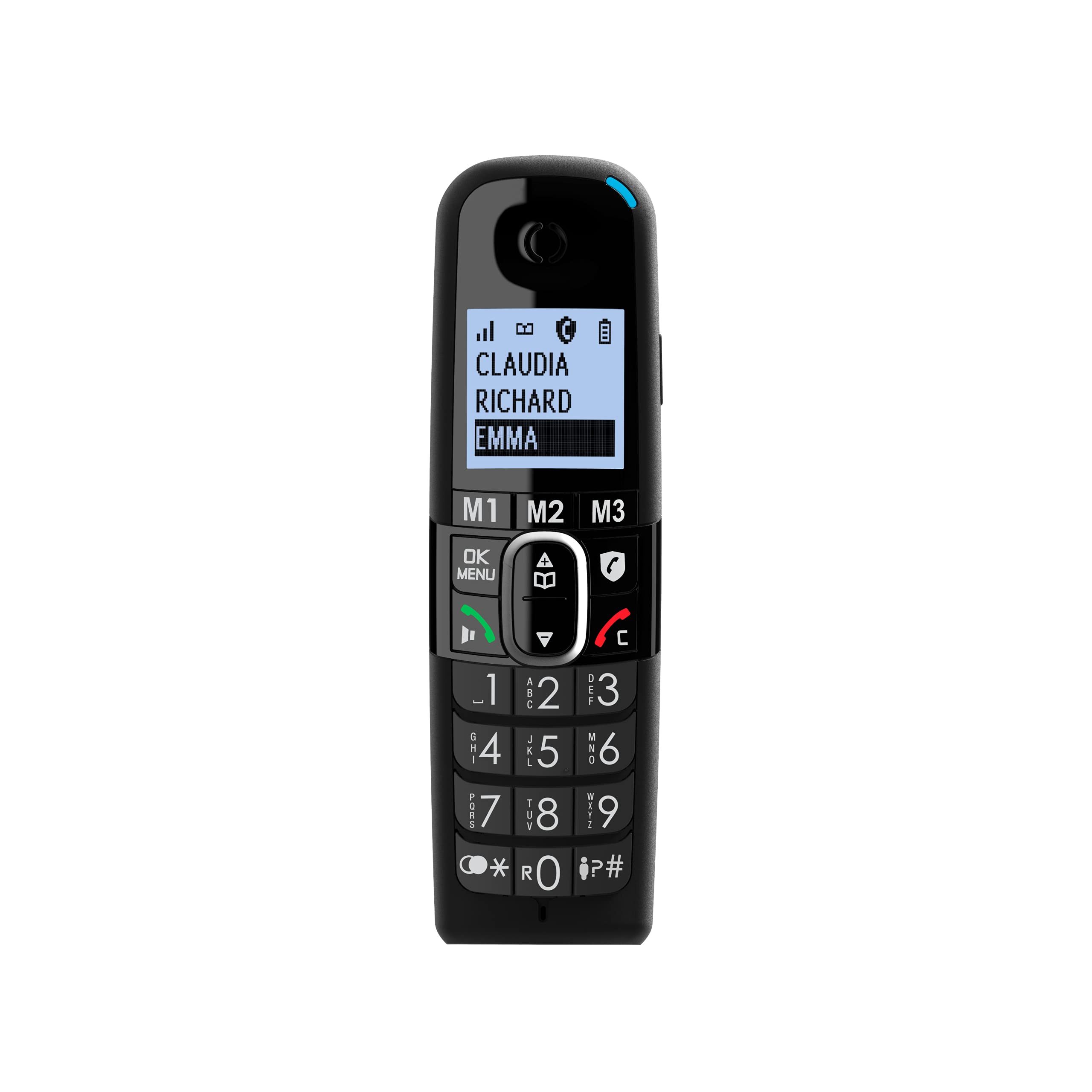 Amplicomms per Delta Telefono Cordless Amplificato per Anziani Suoneria Forte 90 Db, Volume Alto 35 Db, Pulsante Boost, Vivavoce, Call Blocker programmabile per blocco chiamate indesiderate