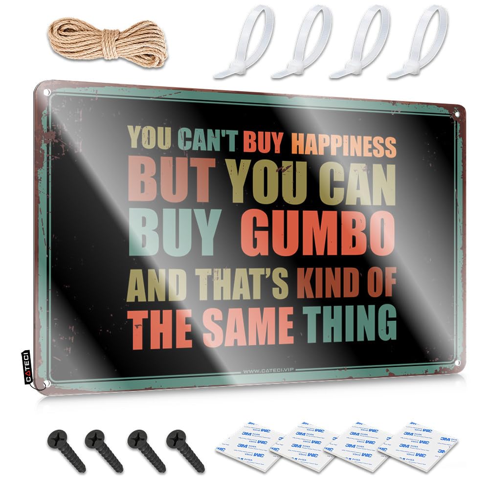 Fzfn Colour You Can't Buy Happiness But You Can Buy Gumbo Plaque Retro Decorative | Adorable Custom Hanging Art For Tailgating Living Room(30X40cm)