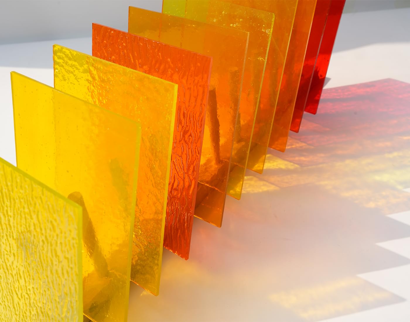 Texturierte transparente Glasplatten – 10 Stück Gelb & Orange gemischt, 10,2 x 15,2 cm für DIY-Bastelarbeiten, Mosaike, Buntglas-Projekte, klare farbige Mosaik-Stücke für Dekoration