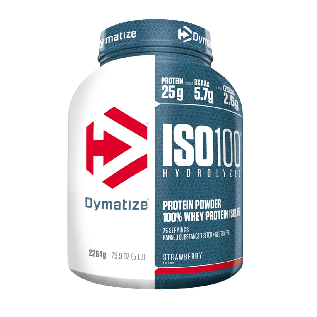 Dymatize ISO 100 Hydrolyzed Strawberry 2264g - Whey Protein Hydrolysat + Isolate Powder