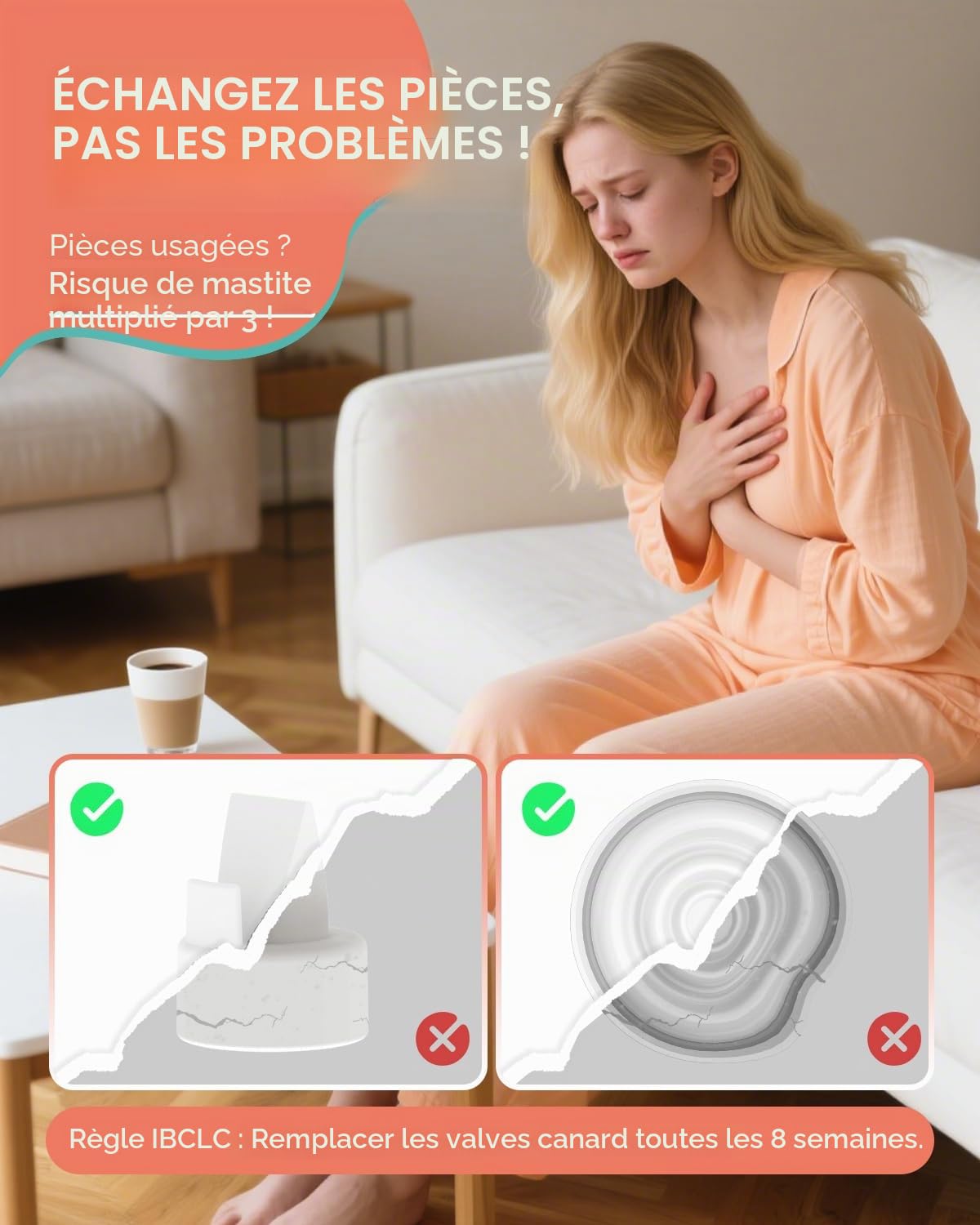 Pièces de Tire-Lait Compatibles Spectra S1/S2/S9 Plus, Kit de Remplacement 2 Pack (Tétière 13mmx2, Valve Bec de Canardx2, Tuyaux2, Biberonx2, Protection Anti-Refoulementx2), Accessoires Non Originaux