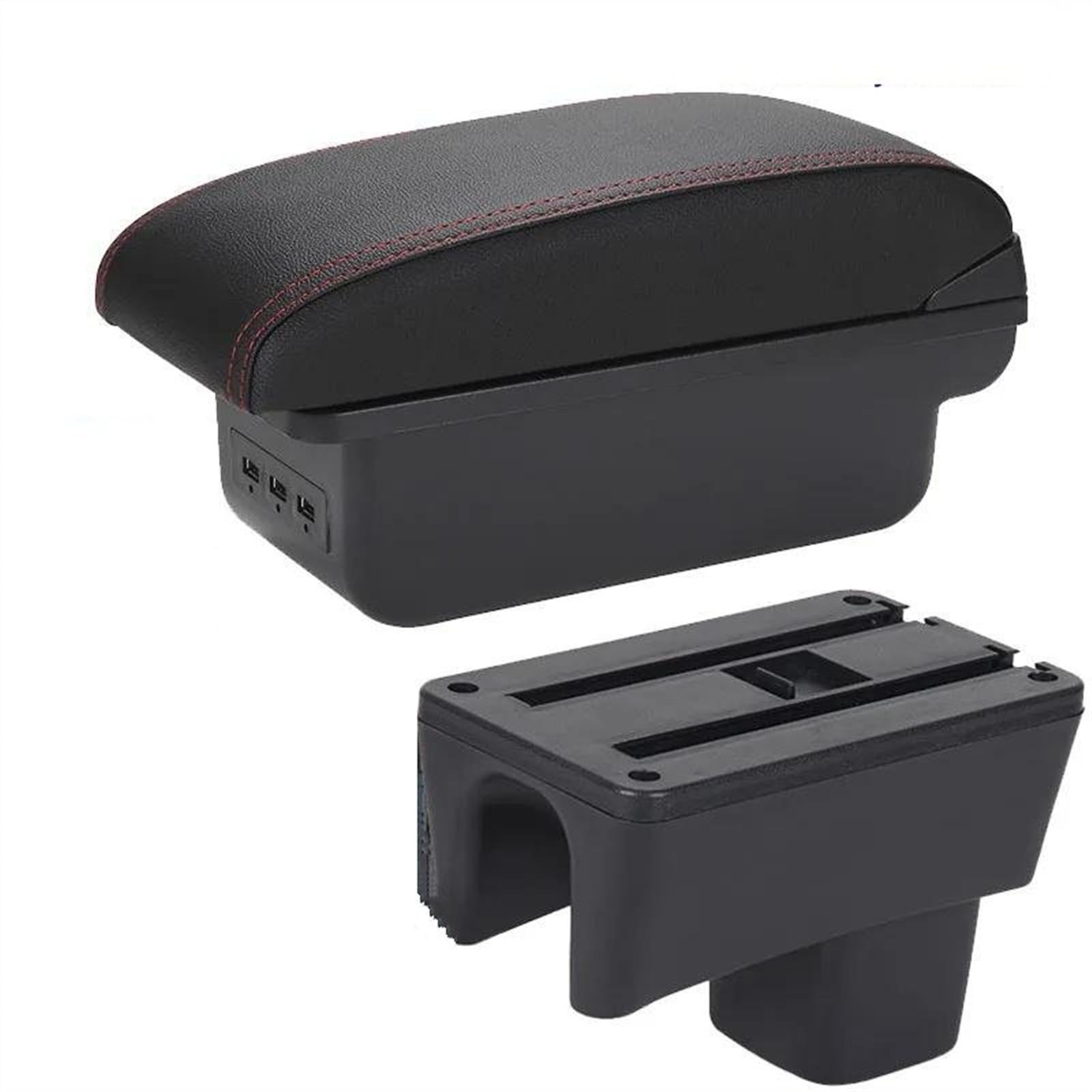 Armrest Box 2005-2023 Car Accessories Interior Details Storage Retrofit Parts For Swift(B1 Black red 3USB)