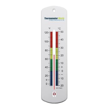 Large 240mm Outdoor Thermometer for Garden - Can be Used as a Greenhouse Thermometer or Home Office Room Indoor Outside Complete with Colour Coded Zones