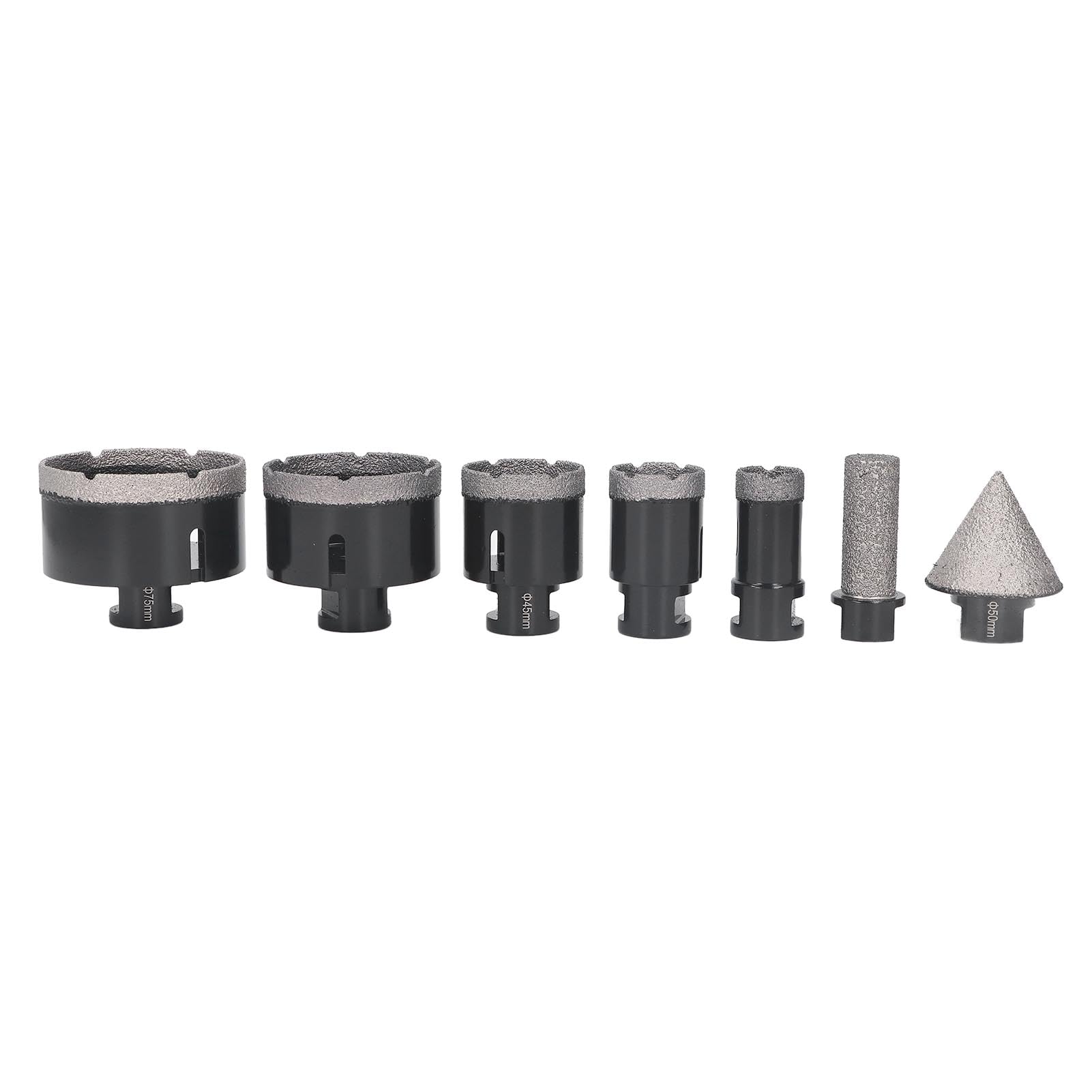 Juego de 7 brocas de sierra para agujeros con diamante, kit de brocas de taladro central M14 para cerámica, mármol y azulejos, brocas de diamante de 25 a 75 mm con puntas de dedo,