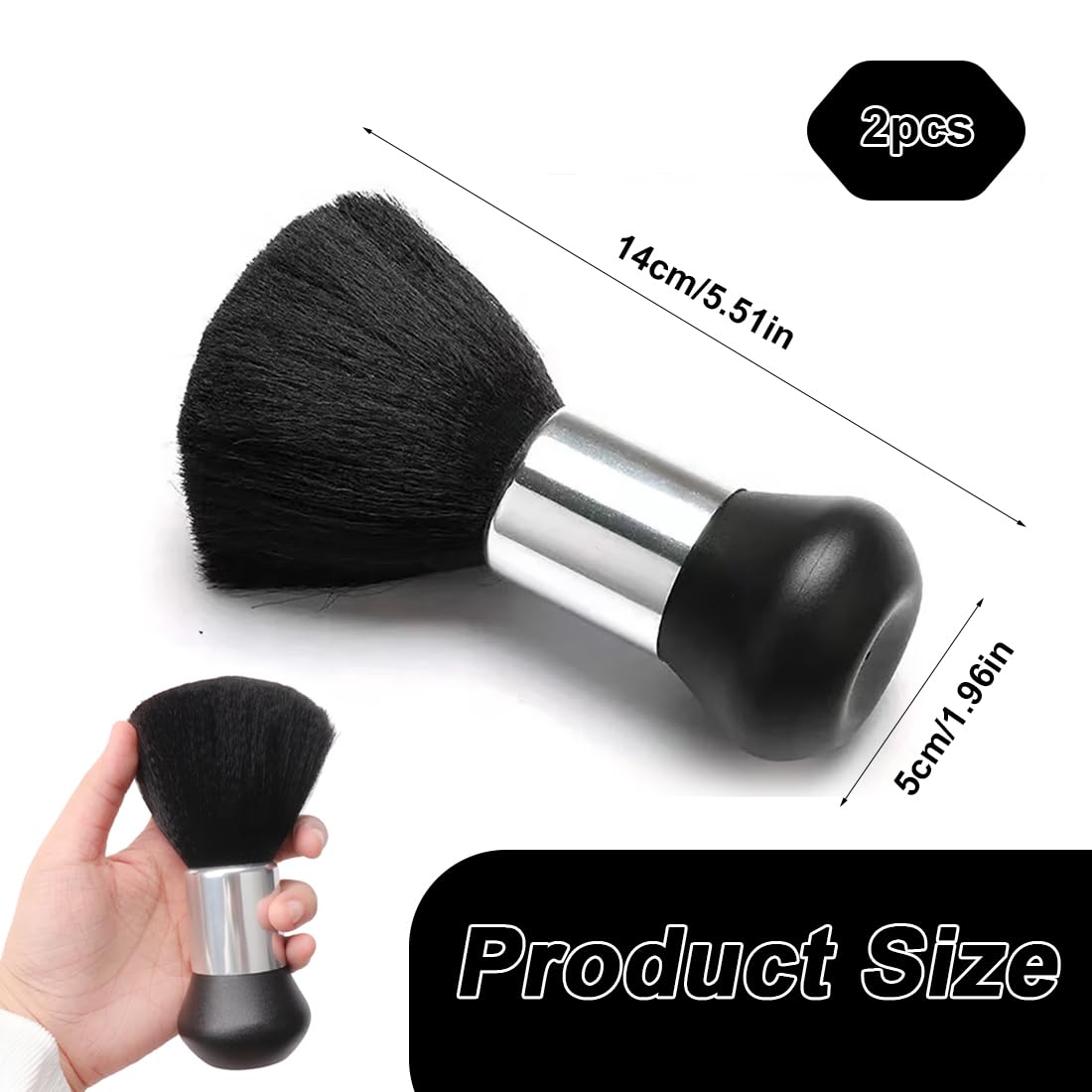 2 pezzi Barbiere Collo Spazzola, Pennello da Parrucchiere per Salone per il barbiere, per la pulizia dei capelli, per la rimozione della polvere, colore(Nero)