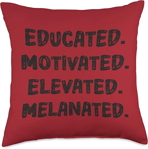 Black History Month Pride African Black Afro Co. Cute Afro Melanin Girl Educated Motivated Elevated Melanated Throw Pillow, 18x18, Multicolor disponible en Yaxa Costa Rica