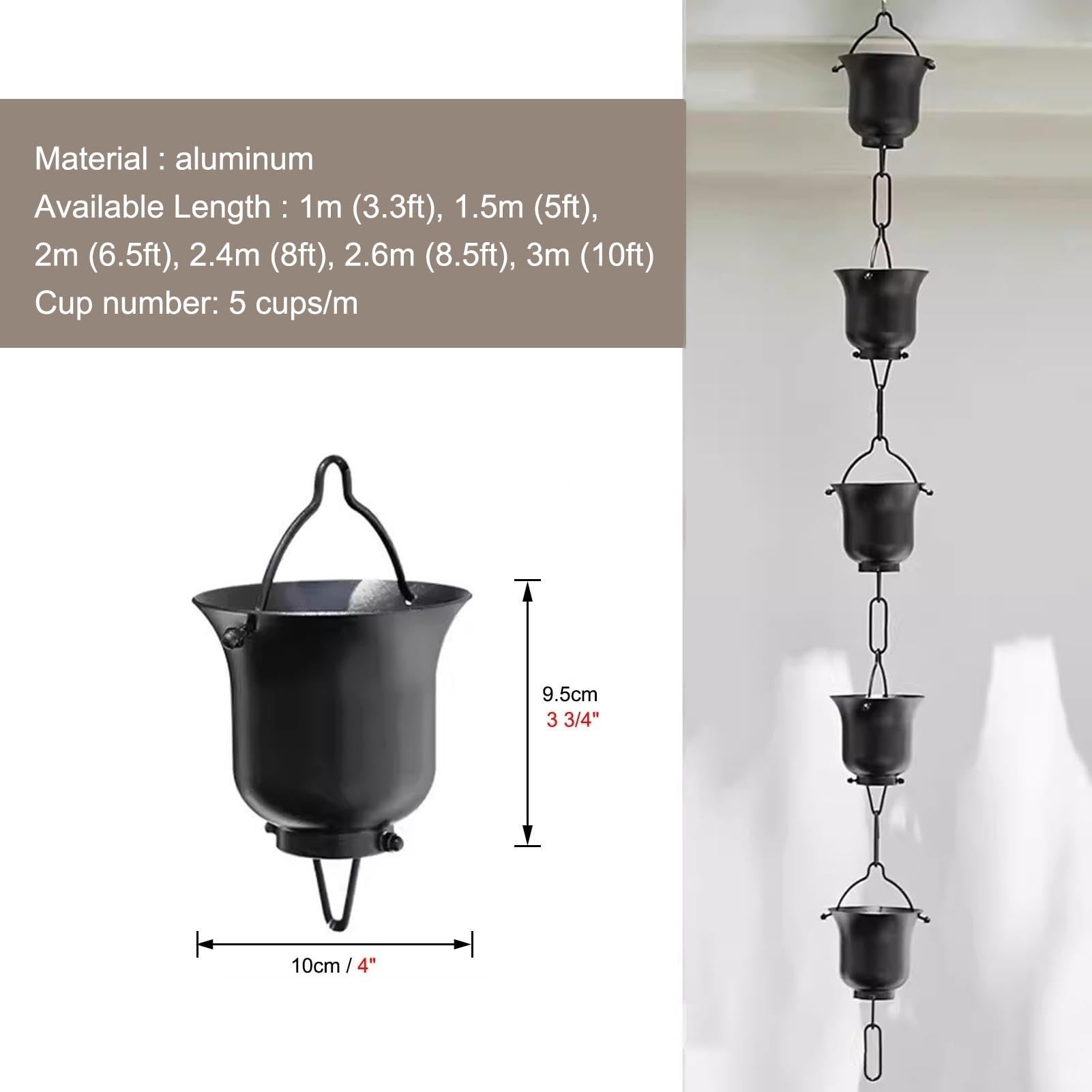 chaîne de Pluie, Temple Eaves Drainage Aluminium Decorative to Replace Gutter downspouts(240cm (8ft))