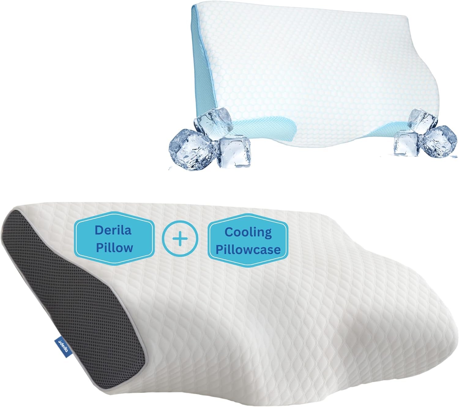 Derila Queen Size Cervical Memory Foam Pillow Cooling Pillowcase Optimal Temperature Control for Your Perfect Sleep Neck Pillow