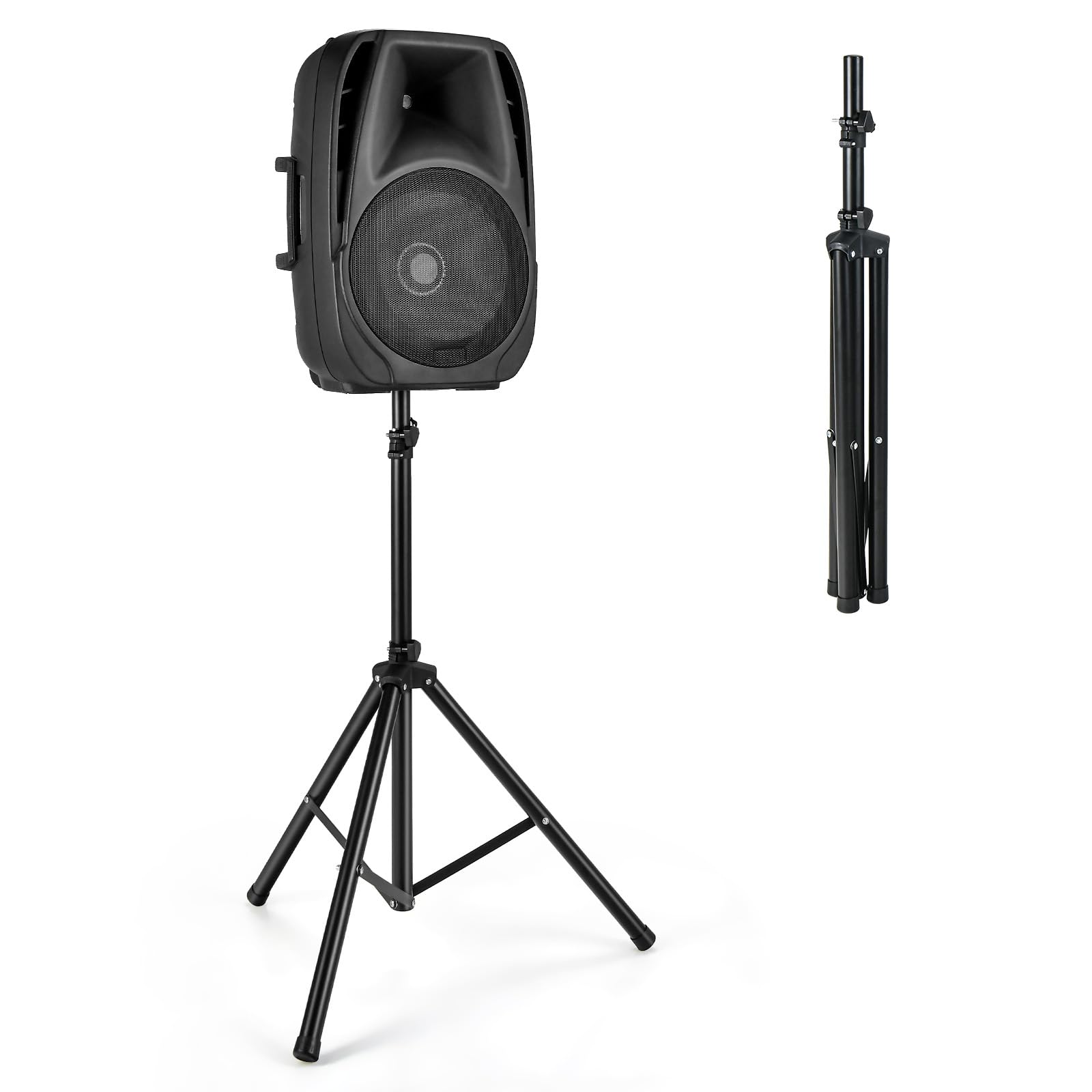 KOMFOTTEU Soporte de Altavoz Plegable, Trípode para Altavoces con Altura Ajustable de 122-186 cm, Soporte de Suelo de Metal con Carga de 50 kg, para Audio, Fiestas, Estudio de Música