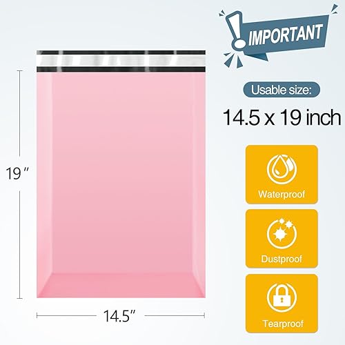 Miniatura 20 de Famagic Sobres de polietileno, 200 bolsas de envío de 12 x 15.5 pulgadas, elegantes bolsas de embalaje opacas para pequeñas empresas, sobres de Rosa