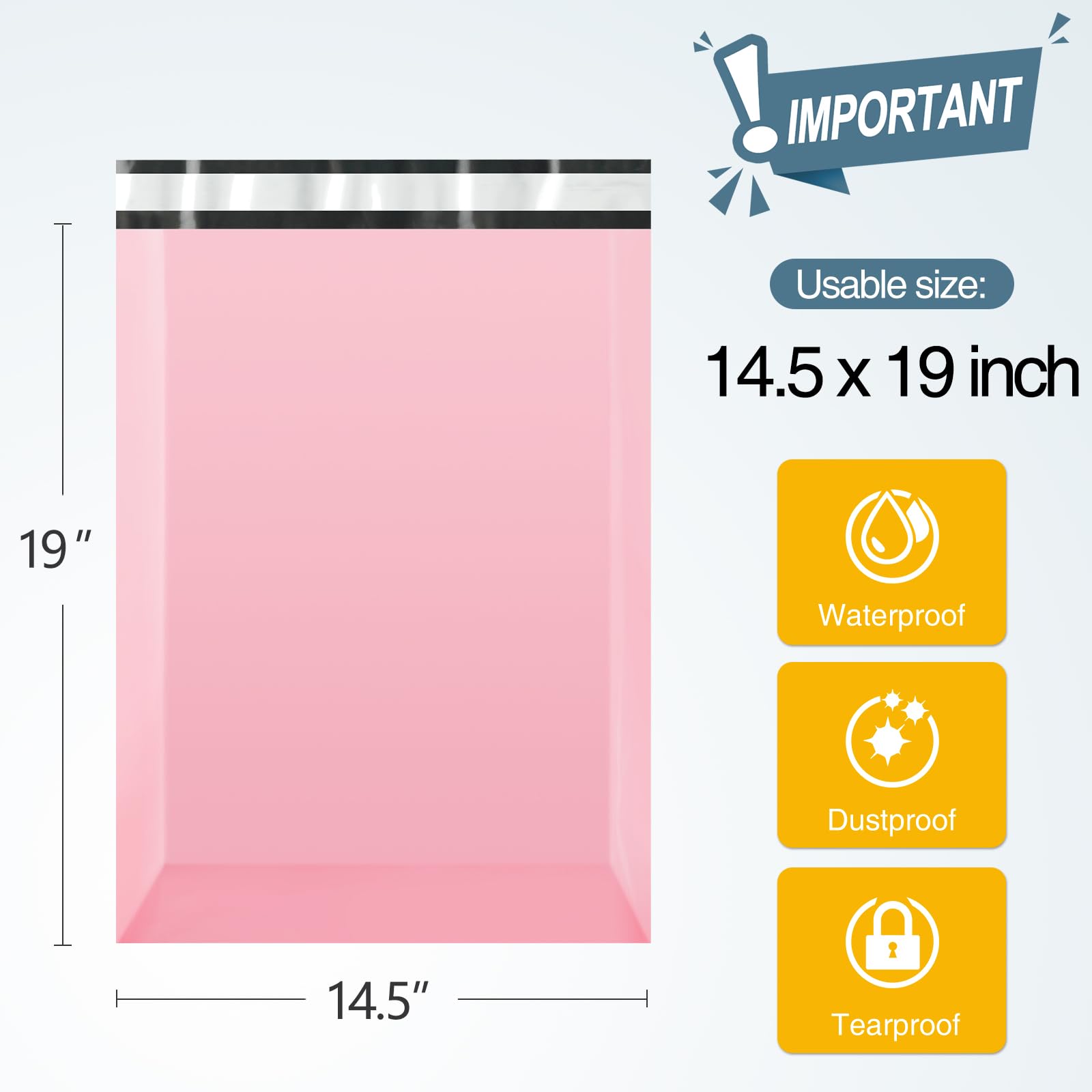 Famagic Poly Mailers, 100 szt. 35 x 45 cm torby wysyłkowe, duże eleganckie torby do pakowania dla małych firm, odporne na rozdarcie koperty do materiałów odzieżowych, butiku, torby na listony, jasnoróżowe