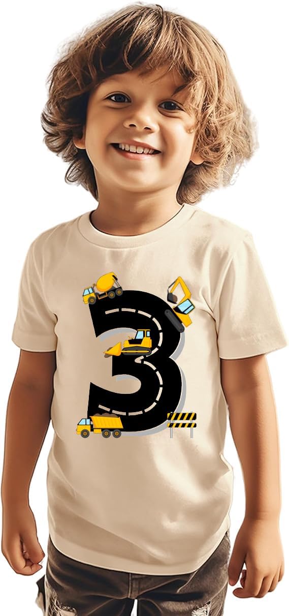 2nd 3rd 4th 5th Birthday Boy Shirt Toddler Kids T-Shirt, Happy Toddler Birthday Tee, Excavator Graphic Shirt - Image 4