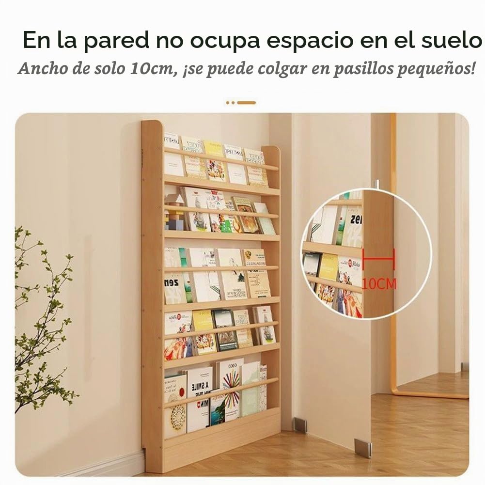 Librerías de Piso Estantes de exhibición Estantería Delgada de Madera Maciza de 10 cm Estante para Libros Organizador Estante de Almacenamiento Estante de Pared para Dormitorio,Sala de Estar