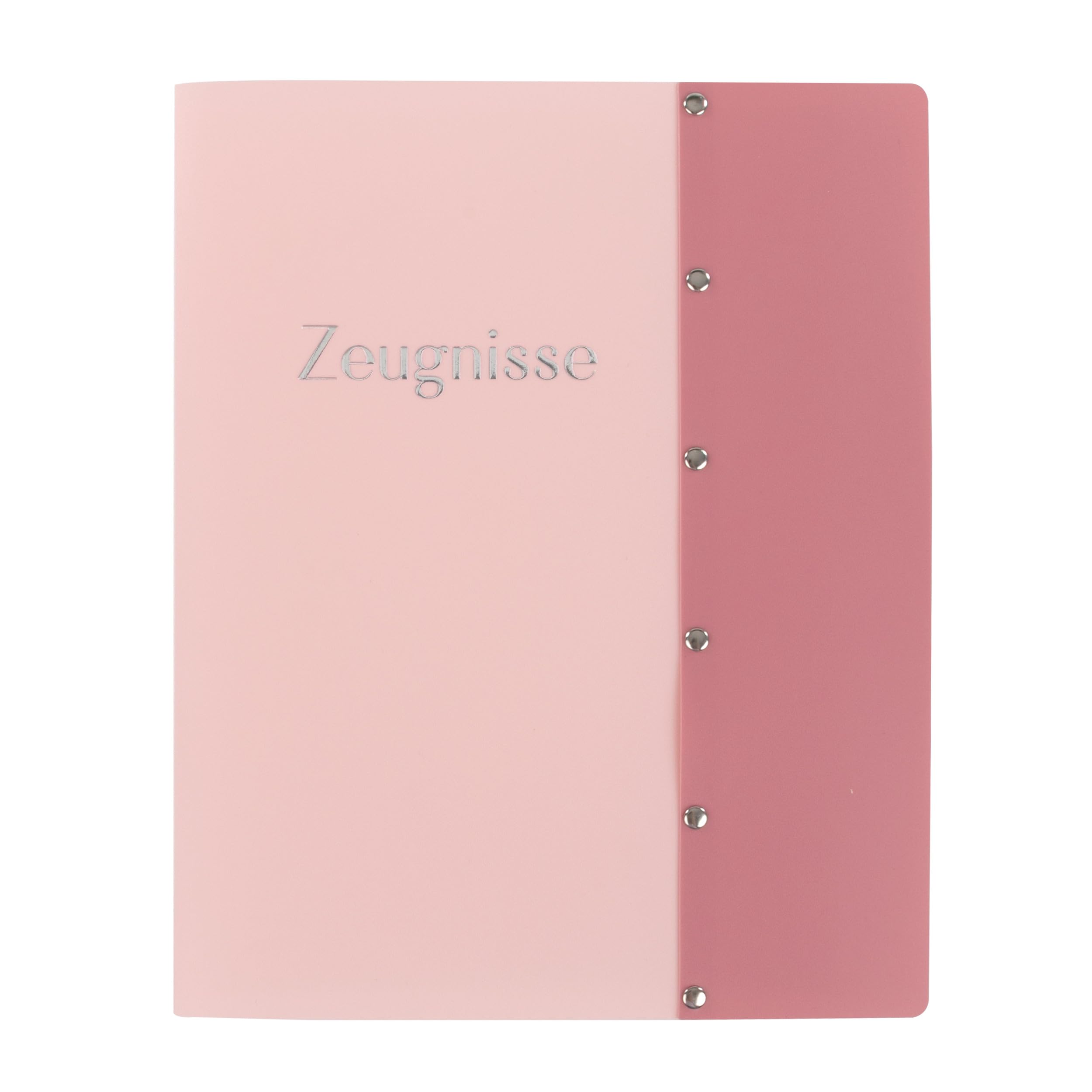 Idena 22091 Certificate Folder with 12 Transparent Pockets, A4 Document Folder, Display Book in Pastel Pink, Folder for Certificates, Documents and Much More