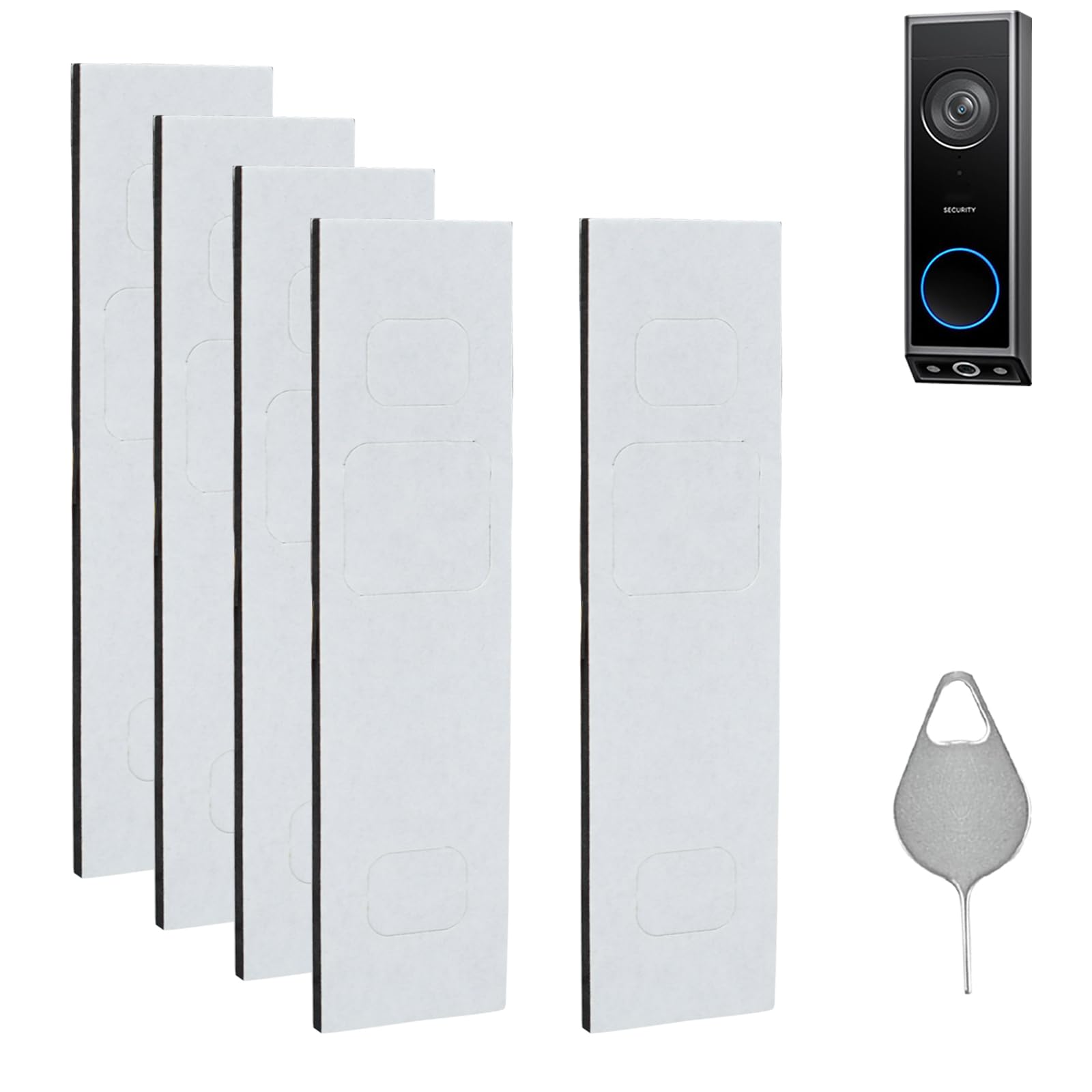 No Drill Doorbell Mount Double Sided Tape Compatible with eufy Security Video Doorbell E340/C31, 5 Pack Doorbell Sticky Mount Adhesive Tape,Apartment Door Bell Kits with Doorbell Release Pin
