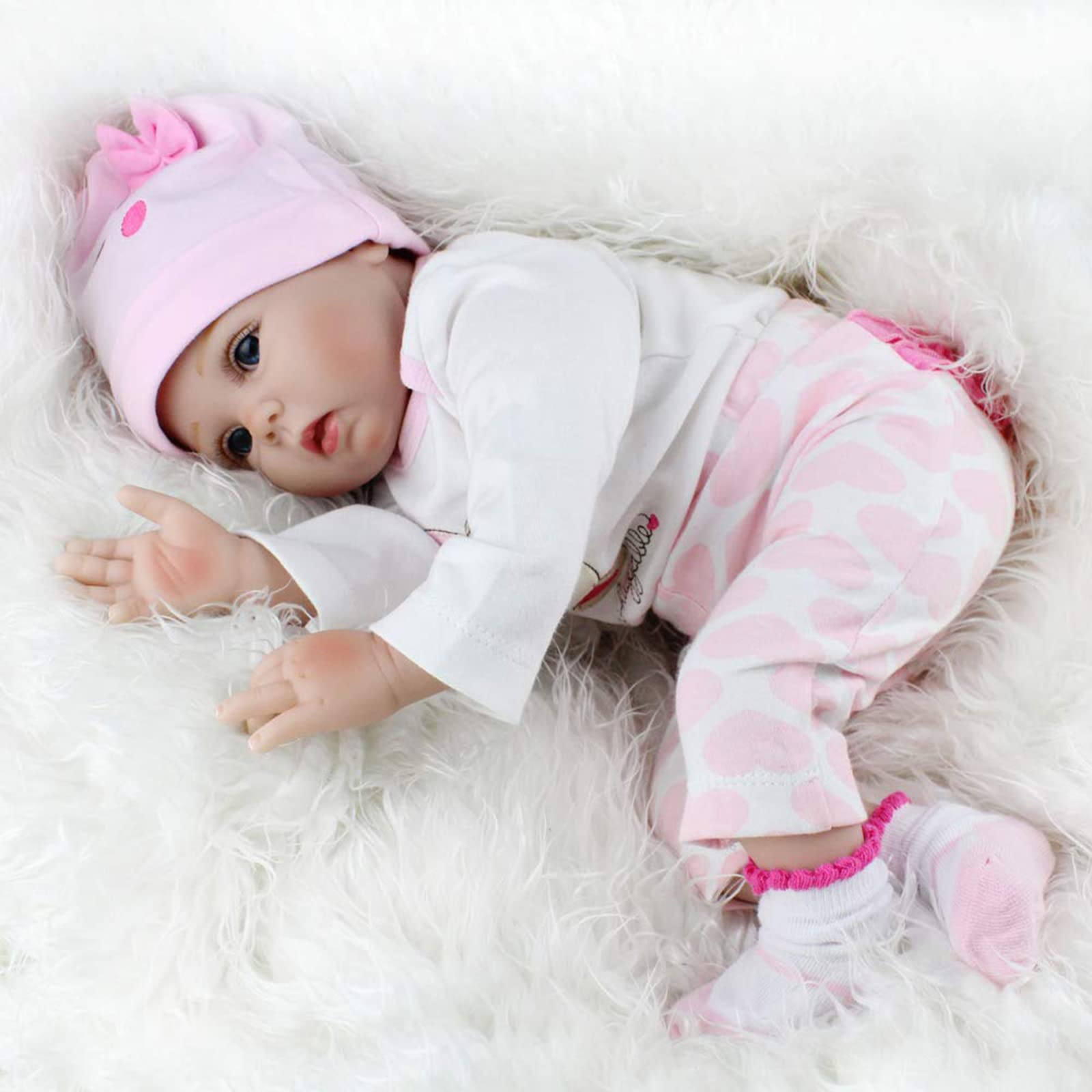 ZIYIUI Bambole Reborn Originale Femmina 22 Pollici 55 cm Realistico Bambole Reborn Toddler Morbido Silicone Vinilico Reborn Dolls Ragazzo Ragazza Giocattoli