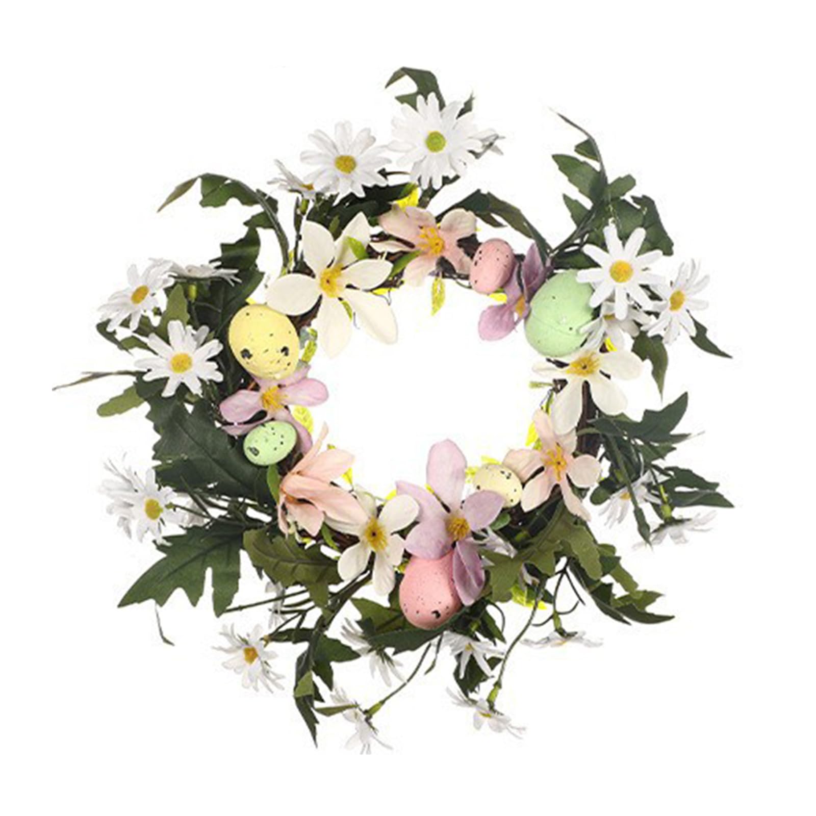 TFAOYS Artificial Flower Wreath with Eggs and Blooms Garlands for Home Wall and Garden Decorations Door Hanging Easters Decoration