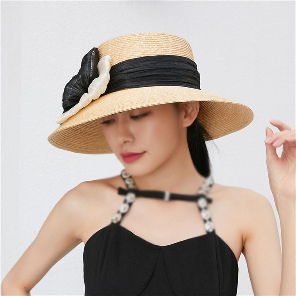 HBJWOV Spring Hat Women Leisure Travel Shopping Shade Fisherman Hat Women Silk Hemp Bow
