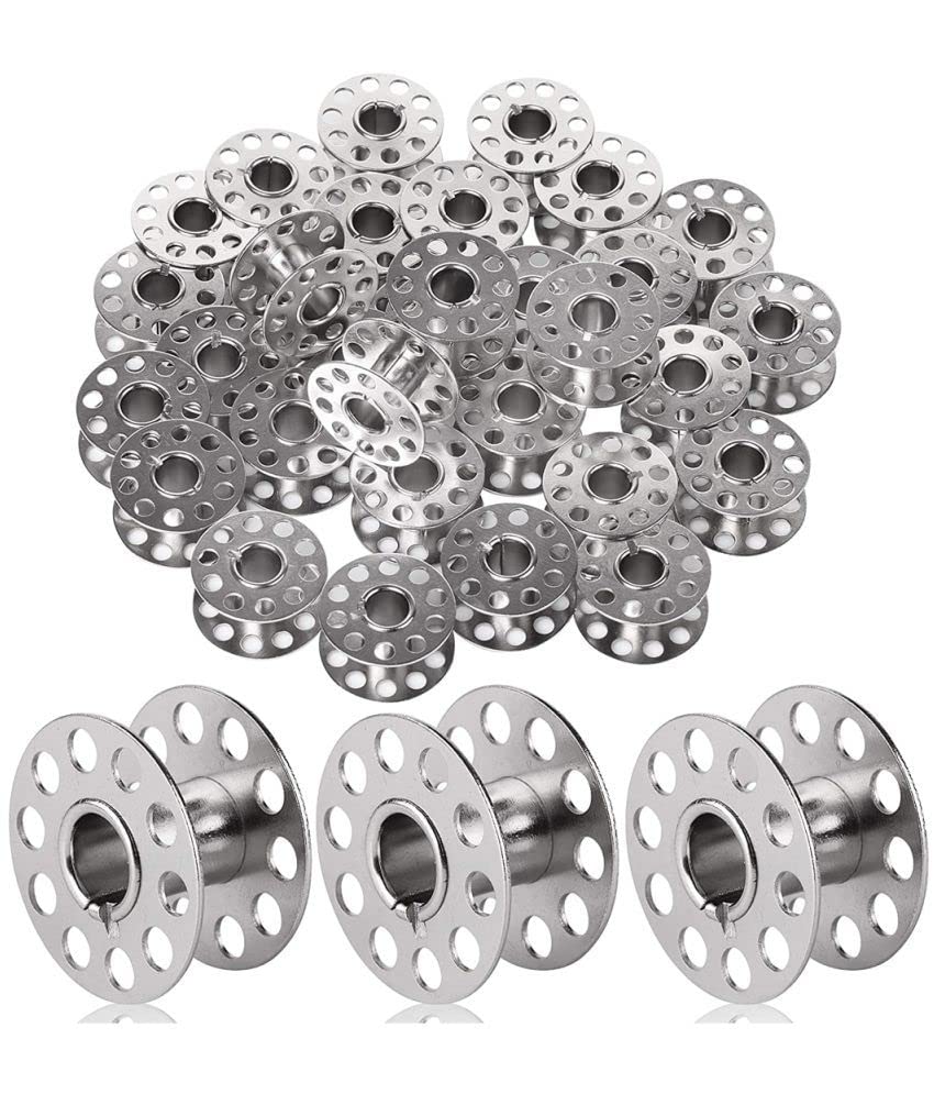 Zeniso® Metal Sewing Silver Bobbins Household Sewing Machine Accessories, 50pcs