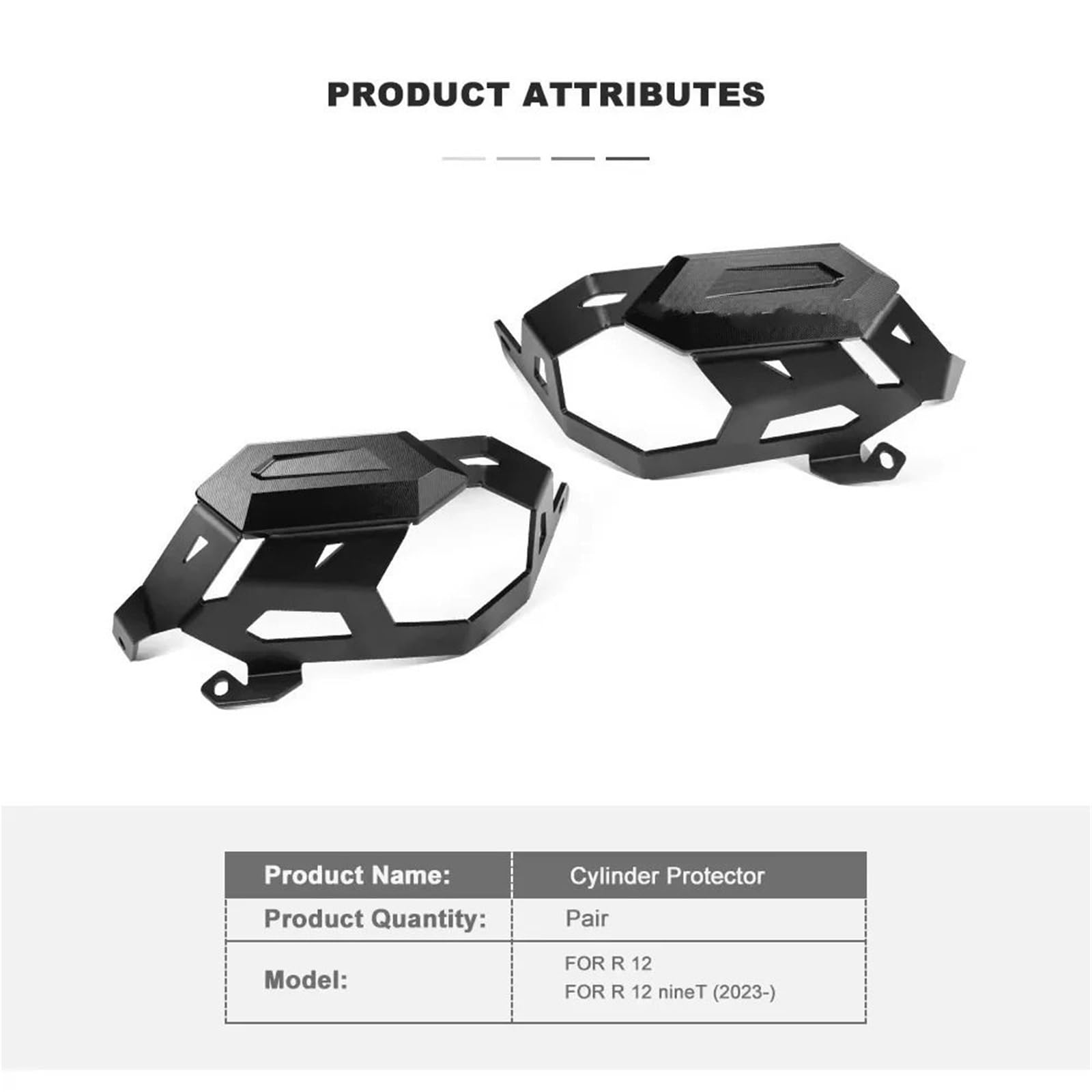 Seitenverkleidungen Zylinderkopfschutzabdeckung passend für Bmw R12 R12nineT R 12 NINET 2023- Motorradzubehör Motorschutz Motorrad Kühlerschutz(Black-Black)
