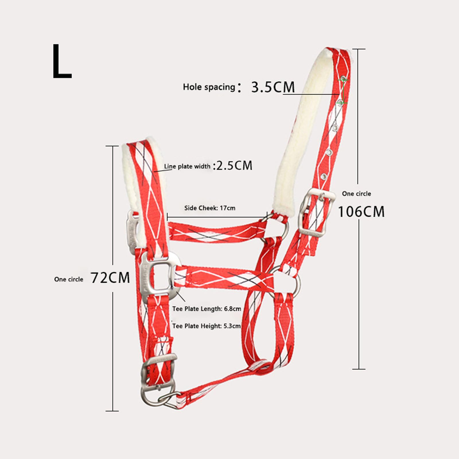 Cabeza de jaula de nylon pesada ajustable, Cabestro de potro acolchado con forro sintético y estampado de caballo ajustable, multicolor, varios tamaños(Wine Red,Large)