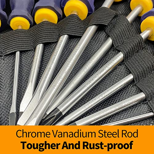 10-Pcs Screwdriver Set, Chrome Vanadium Steel Rod, Phillips, Slotted, Mutil-Purpose Tools #TOP1