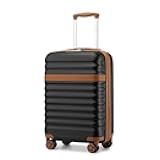 Airline Approved Carry On Luggage, 22x14x9 inches, 20 Inch Expandable Lightweight Hardshell Suitcase with TSA Lock, (Black Brown, Suitable for 1-3 Days of Travel)