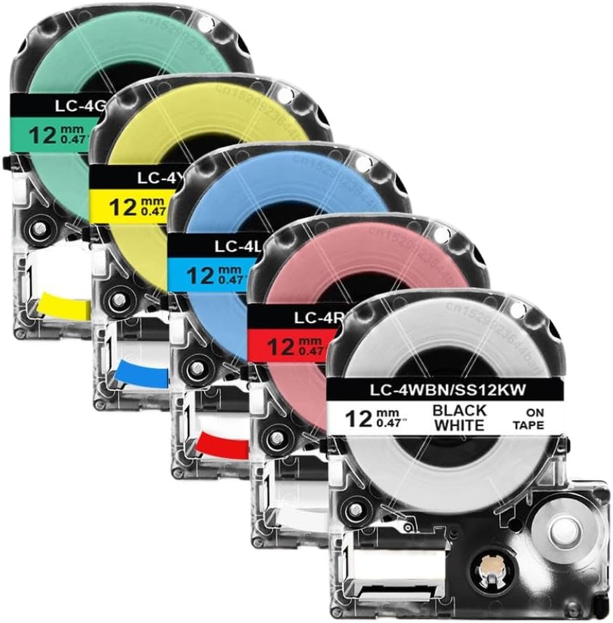 AB Document 5 10 Pack SS12KW LK 4WBN Compatible with 12 Mm Label Tape ST12KW SC12RW SC12YW Compatible with LW 300 400 Label Printer(5PK Mixed Colors)