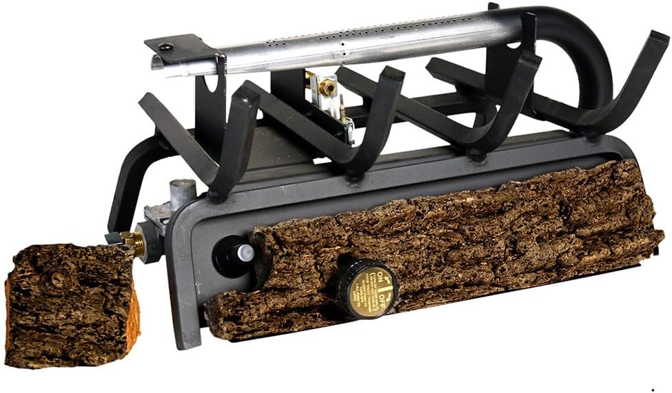 Peterson Real Fyre 16-inch Valley Oak Log Set with Vent-Free Natural Gas Ansi Certified 20,000 Btu G8 Burner - Basic On/Off Remote