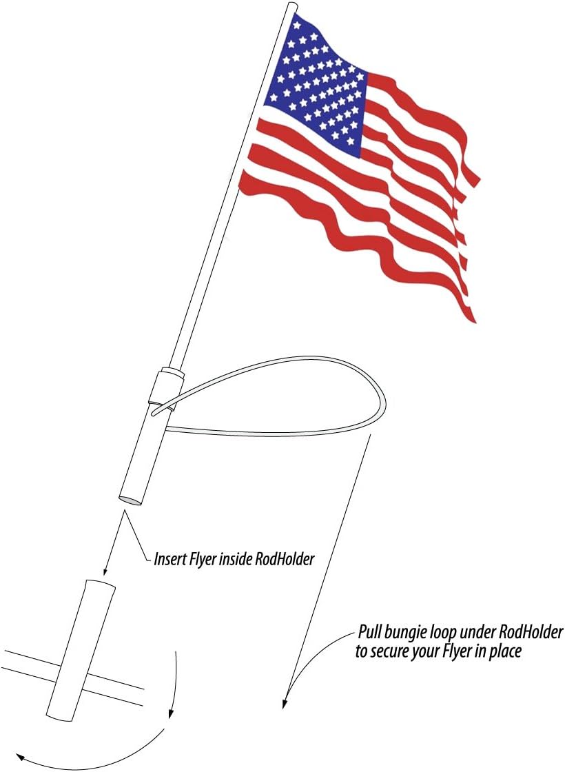 American Flag with Pole for Boat Rod Holder US Flag